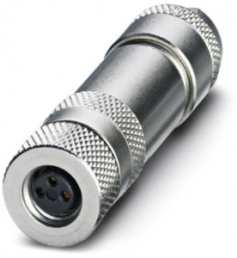 Socket, M8, 3 pole, screw connection, screw locking, straight, 1542907
