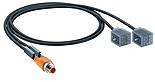 Sensor actuator cable, M12-cable plug, straight to valve connector DIN shape B, 5 pole, 0.3 m, PUR, black, 4 A, 44285