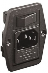 Plug C14, 3 pole, screw mounting, plug-in connection, black, BVB01/Z0000/01
