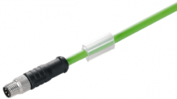Bus line, M8-plug, straight to open end, PUR, 1 m, green