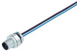 Sensor actuator cable, M12-flange plug, straight to open end, 4 pole, 0.2 m, 4 A, 09 3431 722 04