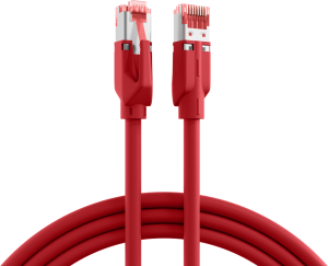 Patch cable, RJ45 plug, straight to RJ45 plug, straight, Cat 6A, S/FTP, LSZH, 50 m, red