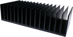Extruded heatsink, 100 x 190 x 50 mm, 0.99 to 0.4 K/W, black anodized