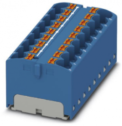 Distribution block, push-in connection, 0.2-6.0 mm², 18 pole, 32 A, 6 kV, blue, 3273836