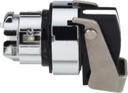 Selector switch, latching, waistband round, black, front ring silver, 2 x 90°, mounting Ø 22 mm, ZB4BJ292