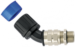 45° hose fitting, M20, 17 mm, polyamide/brass, nickel-plated/TPE, IP66/IP67/IP68/IP69K, black, (L) 100 mm
