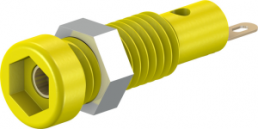 2 mm socket, solder connection, mounting Ø 5.3 mm, yellow, 23.0050-24