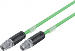 Sensor actuator cable, M12-cable plug, straight to M12-cable plug, straight, 8 pole, 2 m, PUR, green, 0.5 A, 79 9722 020 08