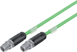 Sensor actuator cable, M12-cable plug, straight to M12-cable plug, straight, 8 pole, 5 m, PUR, green, 0.5 A, 79 9722 050 08