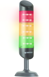 LED signal tower with acoustics, Ø 77 mm, 85 dB, 2400 Hz, green/yellow/red, 24 VDC, 695 210 55