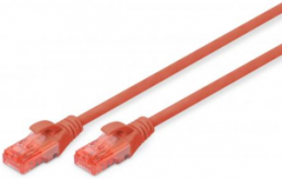 Patch cable, RJ45 plug, straight to RJ45 plug, straight, Cat 6, U/UTP, LSZH, 1 m, red