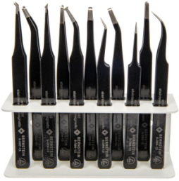 ESD SMD tweezers kit (11 tweezers), uninsulated, antimagnetic, stainless steel, 5-170-G