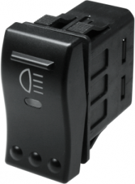 Rocker switch, black, 2 pole, On-Off, off switch, 10 A/24 VDC, IP66, illuminated, printed