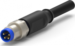 Sensor actuator cable, M8-cable plug, straight to open end, 3 pole, 1.5 m, PVC, black, 4 A, 1-2273000-1