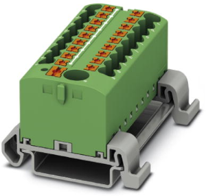 Distribution block, push-in connection, 0.14-4.0 mm², 19 pole, 24 A, 8 kV, green, 3273250