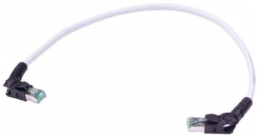 Patch cable, RJ45 plug, angled to RJ45 plug, angled, Cat 6A, S/FTP, LSZH, 1 m, gray