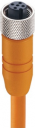 Sensor actuator cable, M12-cable socket, straight to open end, 5 pole, 0.5 m, PVC, orange, 4 A, 75713