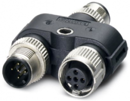 Adapter, 2 x M12 (5 pole, socket/plug) to M12 (5 pole, plug), Y-shape, 1438079