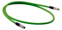 Sensor actuator cable, M8-cable plug, straight to M8-cable plug, straight, 4 pole, 1 m, PVC, green, 2134C7C7405010