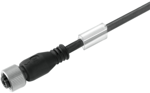 Sensor actuator cable, M12-cable socket, straight to open end, 4 pole, 10 m, PUR, black, 4 A, 9457731000