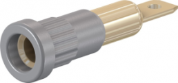 4 mm socket, flat plug connection, mounting Ø 6.8 mm, gray, 23.1013-28