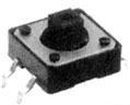 Short-stroke pushbutton, Form A (N/O), 50 mA/24 VDC, unlit , actuator (red, L 3.4 mm), 2.54 N, THT