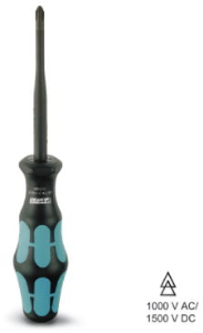 VDE screwdriver, PH2, Phillips, BL 100 mm, L 105 mm, 1212694