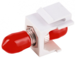 Fiber optic connector, ST simplex socket to ST simplex socket, OM1/OM2/OM3/OM4, multimode, ceramic, red, BS08-10221