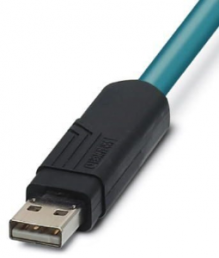 USB patch cable, USB plug type A, straight to open end, 1 m, blue