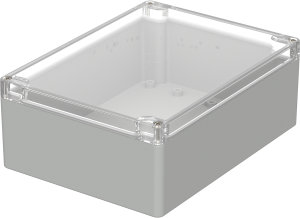 Polycarbonate enclosure, (L x W x H) 200 x 150 x 75 mm, light gray/transparent (RAL 7035), IP65, 02223100