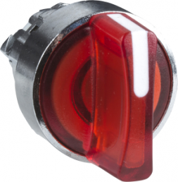 Selector switch, latching, waistband round, red, front ring silver, 2 x 90°, mounting Ø 22 mm, ZB4BK1243