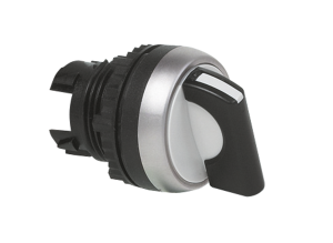 Rotary switch, unlit, latching, waistband round, black, front ring silver, 45°, mounting Ø 29.9 mm, L21KA03