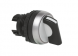 Rotary switch, unlit, latching, waistband round, black, front ring silver, 90°, mounting Ø 29.9 mm, L21KF03