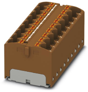 Distribution block, push-in connection, 0.2-6.0 mm², 18 pole, 32 A, 6 kV, brown, 3273844