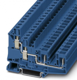 Through terminal block, screw/plug-in connection, 0.2-10 mm², 4 pole, 41 A, 6 kV, blue, 3060571