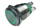Push button, 1 pole, silver, illuminated , 0.05 A/24 V, mounting Ø 19.2 mm, IP66, MPI002/TERM/GN