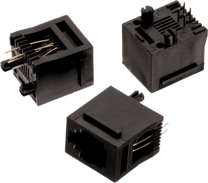 Socket, RJ11/RJ12/RJ14/RJ25, 6 pole, 6P6C, Cat 5, solder connection, through hole, 615006144121