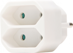 2-way adapter, 2 x jacks type C on 1 x plug type E + F, white