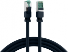 Patch cable, RJ45 plug, straight to RJ45 plug, straight, Cat 6A, S/FTP, LSZH, 15 m, black