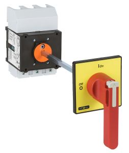 Emergency stop/main switch, Rotary actuator, 3 pole, 125 A, (W x H) 90 x 125 mm, screw mounting, VCCF5