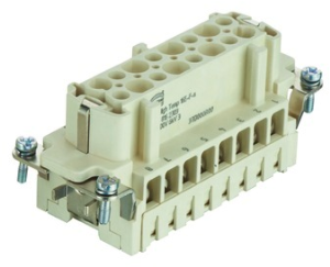 Socket contact insert, 16B, 16 pole, equipped, screw connection, with PE contact, 09338162703