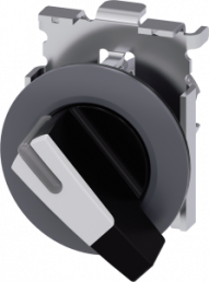 Toggle switch, illuminable, latching, waistband round, white, front ring gray, 90°, mounting Ø 30.5 mm, 3SU1062-2EF60-0AA0