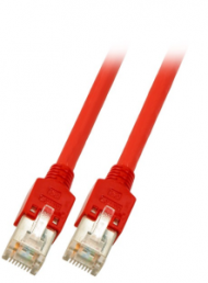 Crossover patch cable, RJ45 plug, straight to RJ45 plug, straight, Cat 5e, SF/UTP, PVC, 0.5 m, red