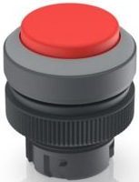 Pushbutton, illuminable, latching, waistband round, red, front ring light gray, mounting Ø 22.3 mm, 1.30.240.211/1308