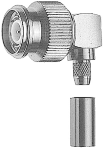 TNC plug 50 Ω, RD-316, solder/crimp connection, angled, 100023711