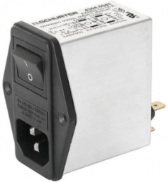 IEC plug C14, 50 to 60 Hz, 1 A, 250 VAC, 1.6 W, 10 mH, faston plug 6.3 mm, 4304.5001