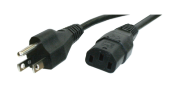 Power cord, Japan, Plug Type B, straight on C13-connector, straight, HVCTF 3x1.25 mm², black, 2.5 m