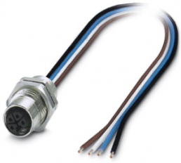 Sensor actuator cable, M12-flange socket, straight to open end, 4 pole, 0.2 m, 12 A, 1425634