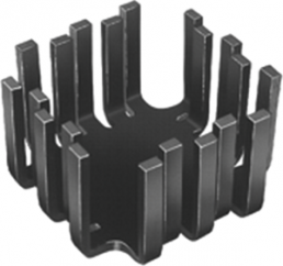 Finger shaped heatsink, 45 x 45 x 12.7 mm, 8 K/W, black anodized