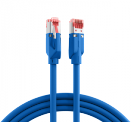 Patch cable, RJ45 plug, straight to RJ45 plug, straight, Cat 6A, S/FTP, LSZH, 0.15 m, blue